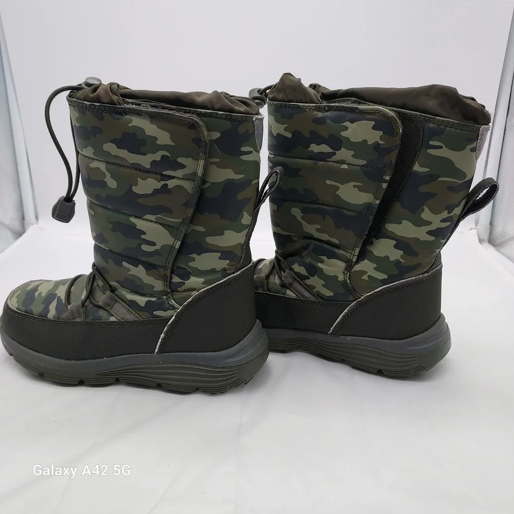 Lands End Youth Camo Snow Boots Green Camouflage Insulated Winter Size 13M